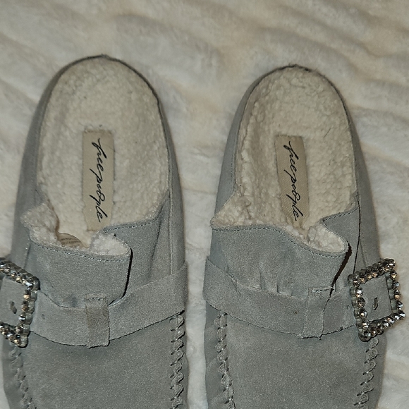 Gray Suede Slipper with Rhinestone Buckle - Picture 3 of 5